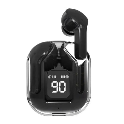 New Bluetooth 5.3 Wireless Headset Transparent Headphones LED Power Digital Display Stereo Sound Earphones for Sports Working