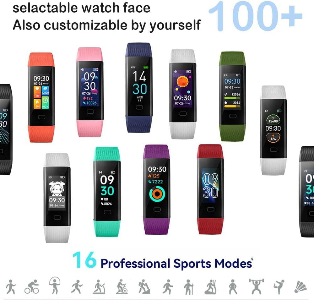 Fitness Tracker with Heart Rate Monitor/Step Counter/Calories, Smart Watch Activity Tracker Sleep Monitor, IP68, Health Tracker Pedometer for Man Women