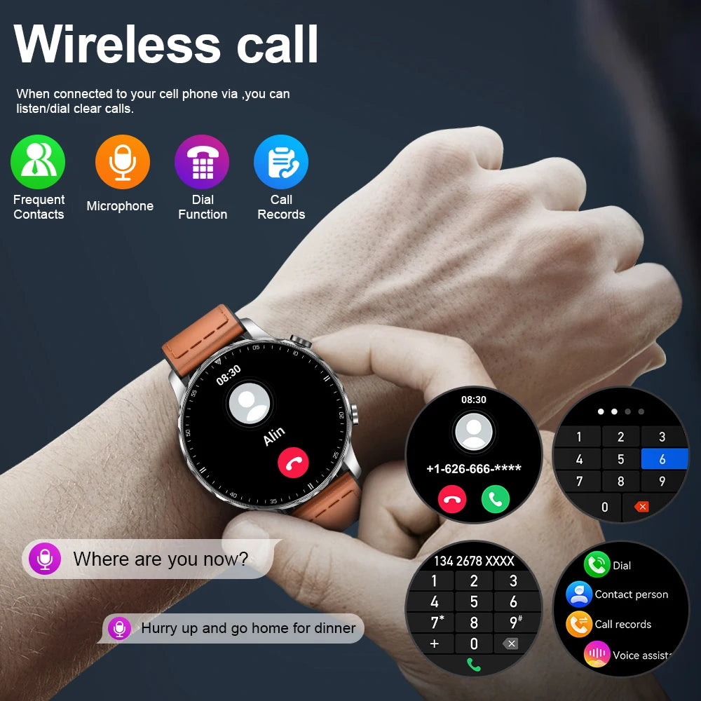 New Magnetic Leather Strap Smartwatch Men Health Monitor Man Watches Bluetooth Calling Sports Smart Watch for Android Ios