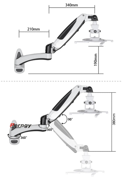 DL-PR03W Universal Projector Wall Mounted Gas Spring Full Motion 2-7Kg Projector Holder with Hook Tray and 1/4Inch Screw