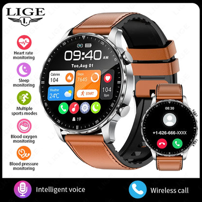 New Magnetic Leather Strap Smartwatch Men Health Monitor Man Watches Bluetooth Calling Sports Smart Watch for Android Ios