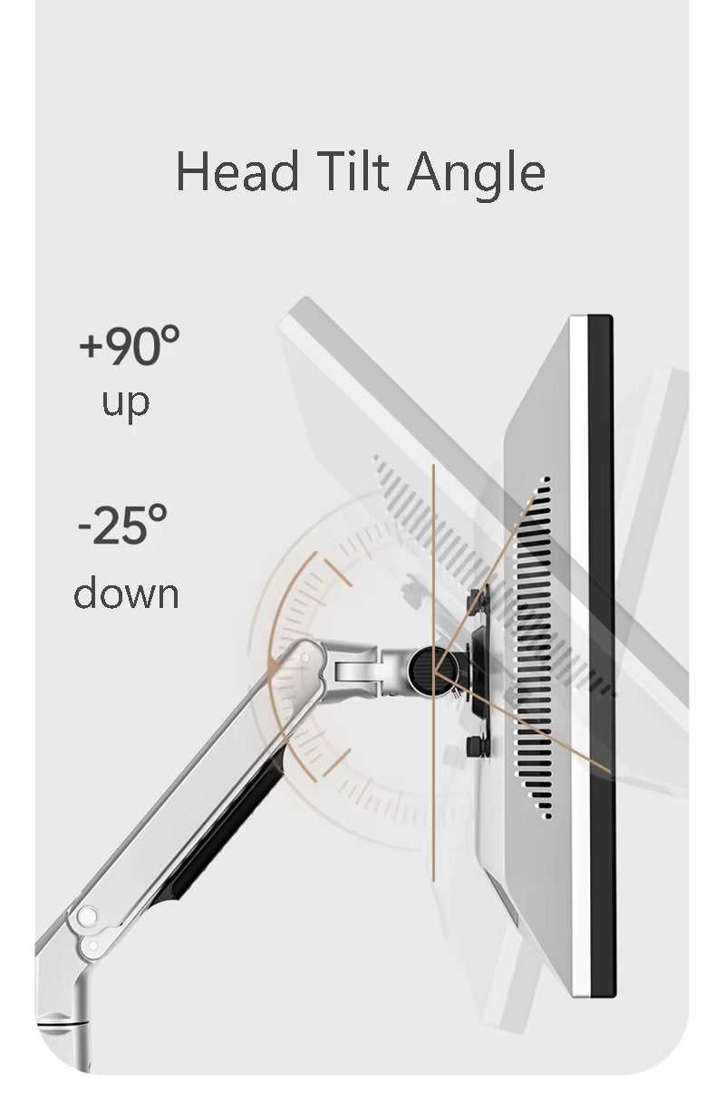 V62C Desktop Full Motion 17-38" Monitor Holder Mount Mechanical Spring Arm Aluminum Monitor Support Loading 11Kgs
