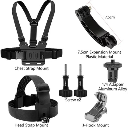 All-In-One Action Camera Accessories Kit Head Strap Chest Strap Mount Adjustable for Gopro Hero Phone Osmo SJCAM AKASO Insta360
