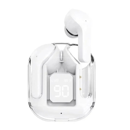 New Bluetooth 5.3 Wireless Headset Transparent Headphones LED Power Digital Display Stereo Sound Earphones for Sports Working