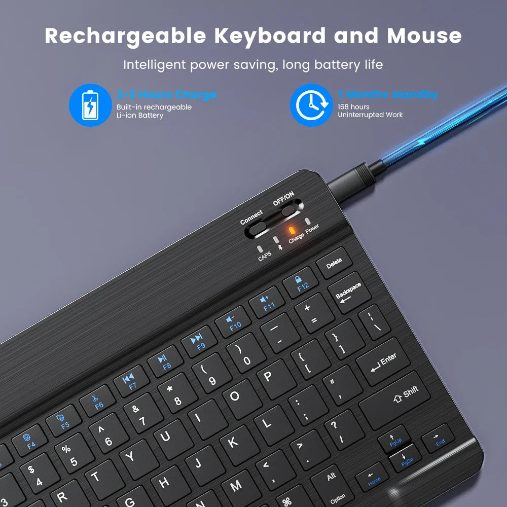 Wireless Keyboard Mini Rechargeable Bluetooth-Compatible Keyboard for Ipad Phone Tablet for Samsung Xiaomi IOS Android Windows