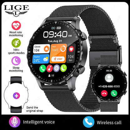New Magnetic Leather Strap Smartwatch Men Health Monitor Man Watches Bluetooth Calling Sports Smart Watch for Android Ios