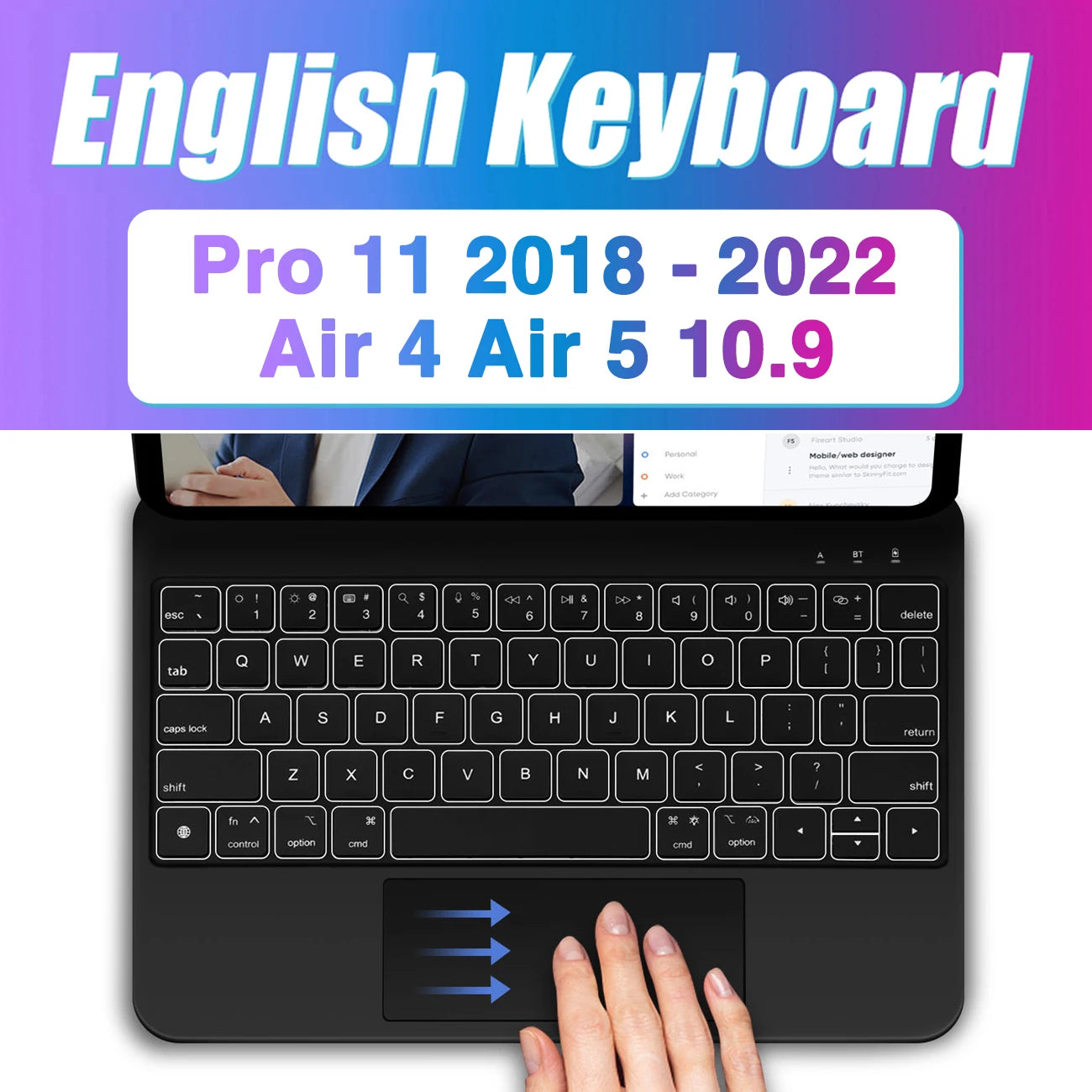 Backlight Magic Keyboard for Ipad Pro 13 M4 2024 12.9 M2 for Ipad Pro 11 10Th Gneration Ipad Air 6 Air 5 Air 4 Keyboard Folio