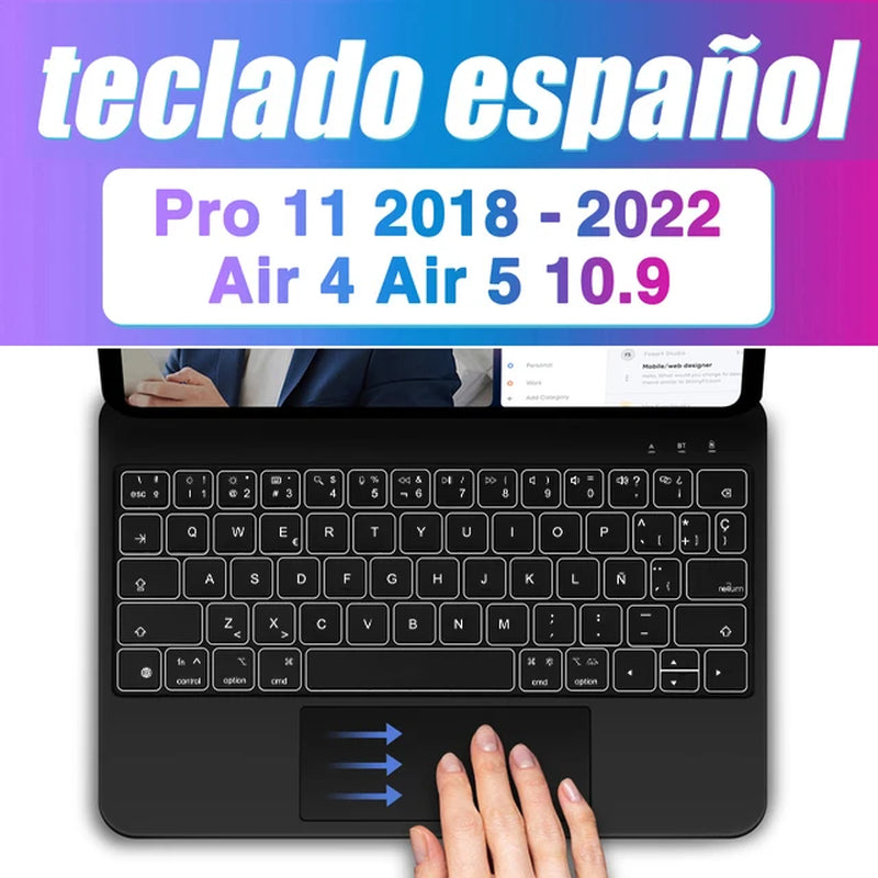 Backlight Magic Keyboard for Ipad Pro 13 M4 2024 12.9 M2 for Ipad Pro 11 10Th Gneration Ipad Air 6 Air 5 Air 4 Keyboard Folio
