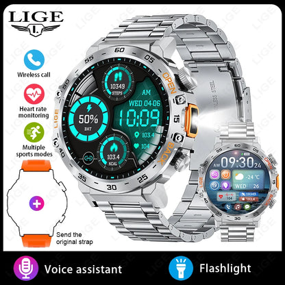 2024 Smart Watch Men 360*360 AMOLED HD Screen Waterproof Sport Fitness Watches Flashlight New Men Smartwatch for Andrio IOS
