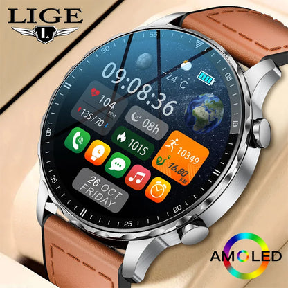 New Magnetic Leather Strap Smartwatch Men Health Monitor Man Watches Bluetooth Calling Sports Smart Watch for Android Ios