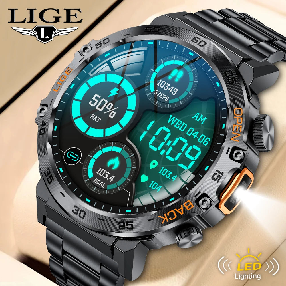 2024 Smart Watch Men 360*360 AMOLED HD Screen Waterproof Sport Fitness Watches Flashlight New Men Smartwatch for Andrio IOS