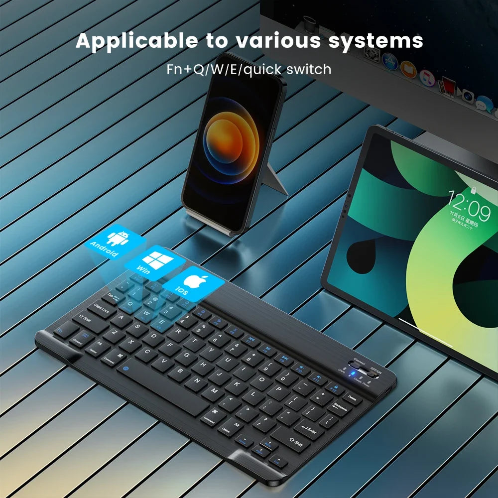 Wireless Keyboard Mini Rechargeable Bluetooth-Compatible Keyboard for Ipad Phone Tablet for Samsung Xiaomi IOS Android Windows