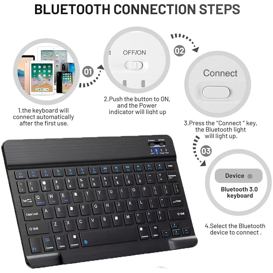 Wireless Keyboard Mini Rechargeable Bluetooth-Compatible Keyboard for Ipad Phone Tablet for Samsung Xiaomi IOS Android Windows