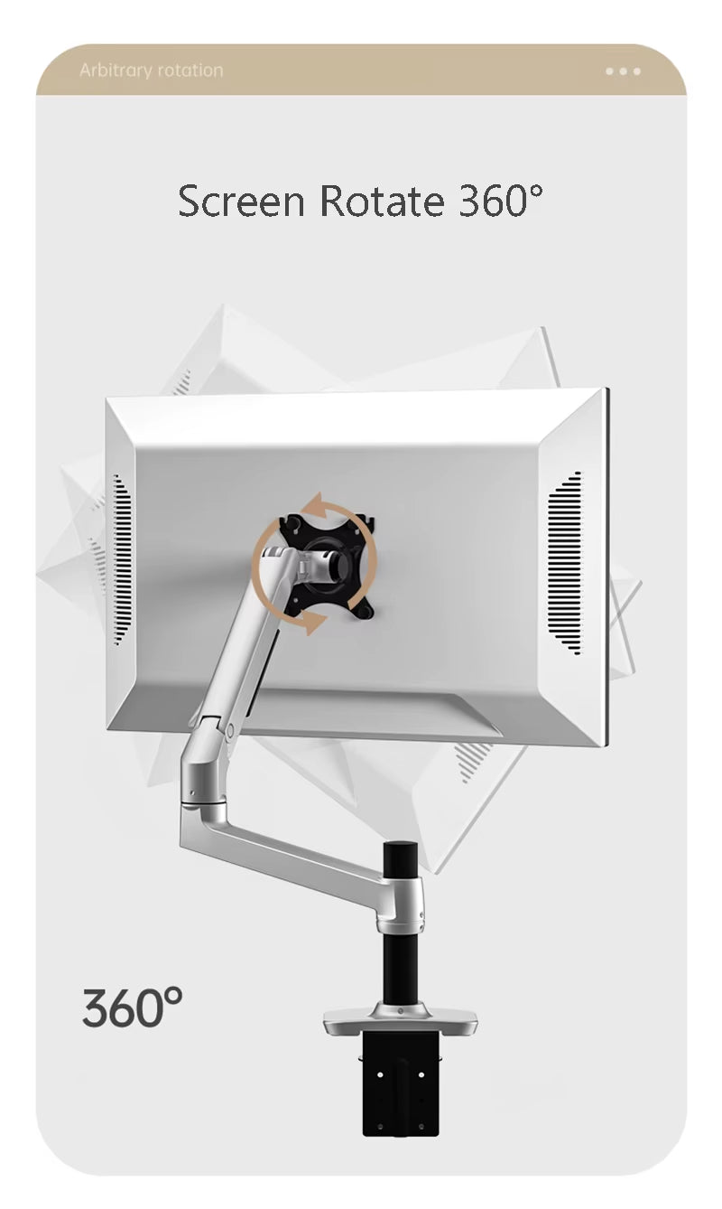 V62C Desktop Full Motion 17-38" Monitor Holder Mount Mechanical Spring Arm Aluminum Monitor Support Loading 11Kgs