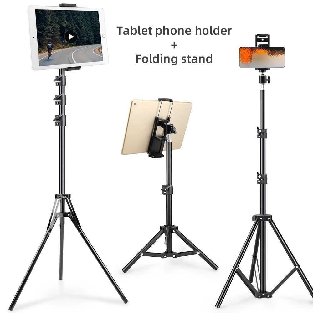 50/150/200Cm Tripod for Tablet and Phone Aluminum Tripode Tablet Floor Ipad Tripod Stand with Smartphone & Tablet Holder Mount