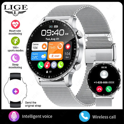New Magnetic Leather Strap Smartwatch Men Health Monitor Man Watches Bluetooth Calling Sports Smart Watch for Android Ios