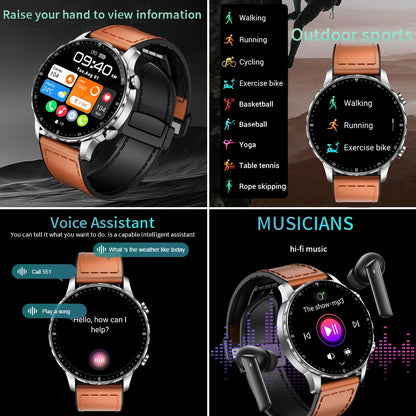 New Magnetic Leather Strap Smartwatch Men Health Monitor Man Watches Bluetooth Calling Sports Smart Watch for Android Ios