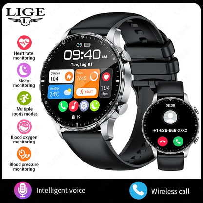 New Magnetic Leather Strap Smartwatch Men Health Monitor Man Watches Bluetooth Calling Sports Smart Watch for Android Ios