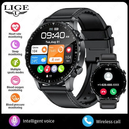 New Magnetic Leather Strap Smartwatch Men Health Monitor Man Watches Bluetooth Calling Sports Smart Watch for Android Ios