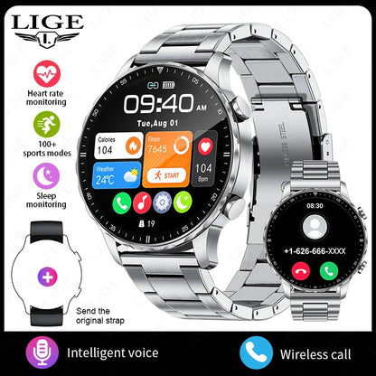 New Magnetic Leather Strap Smartwatch Men Health Monitor Man Watches Bluetooth Calling Sports Smart Watch for Android Ios