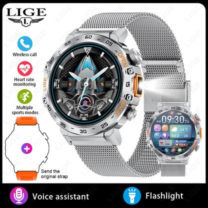 2024 Smart Watch Men 360*360 AMOLED HD Screen Waterproof Sport Fitness Watches Flashlight New Men Smartwatch for Andrio IOS