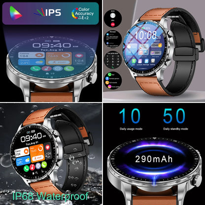 New Magnetic Leather Strap Smartwatch Men Health Monitor Man Watches Bluetooth Calling Sports Smart Watch for Android Ios